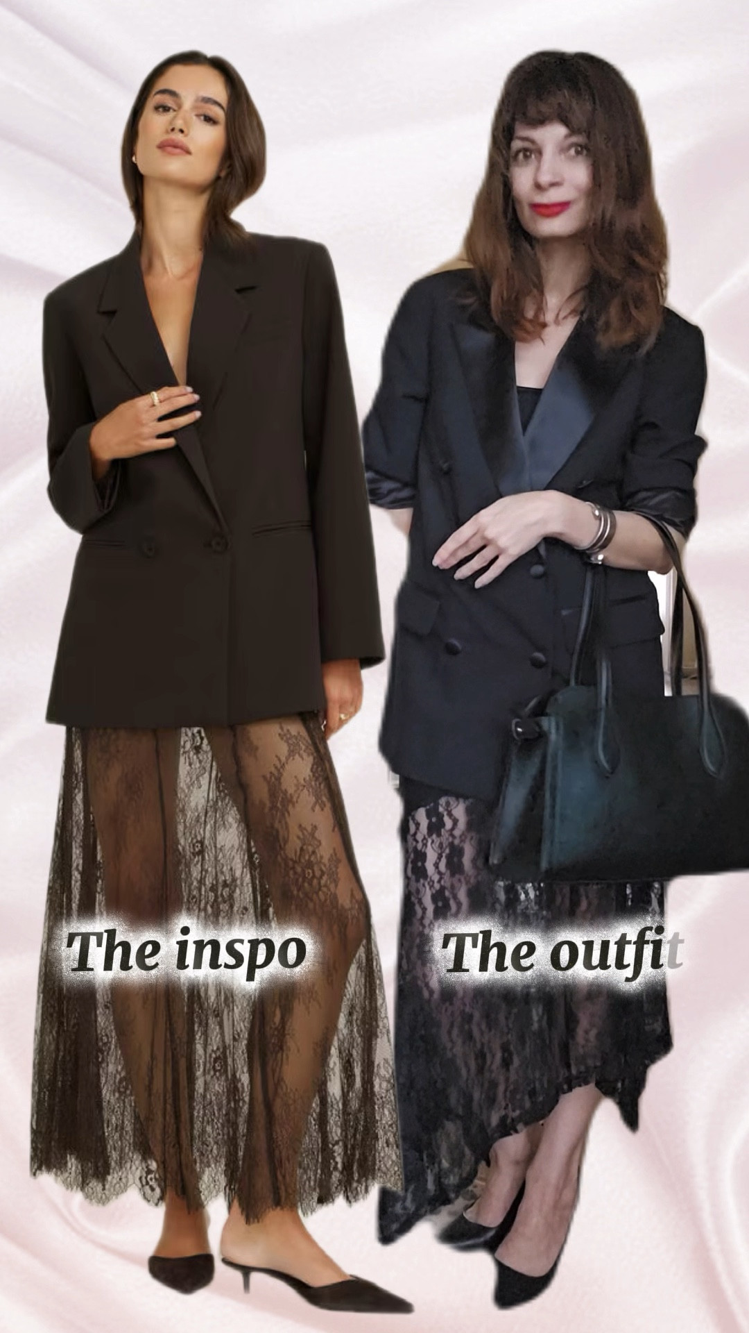 Fell in love with this Dynamite lace skirt and oversized blazer, but it’s sold out in the U.S., so I had to make my own. How’d I do? 

#LTKHoliday #LTKPetite