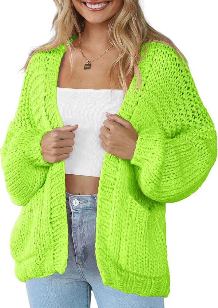 Women's Lightweight Cardigans 2024 Casual Long Sleeve Pocketed Knitted Open Front Sweater Cardiga... | Amazon (US)