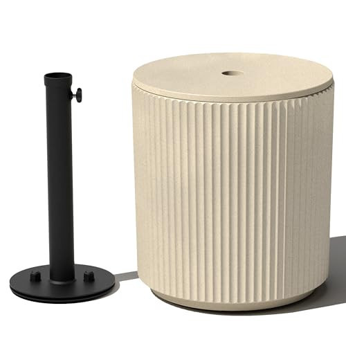 Veradek Umbrella Side Table - Outdoor Patio Table with Umbrella Hole for Porch/Patio | Durable Plastic-Stone Composite Material & Easy Assembly | Modern Coffee, Picnic or Poolside Table | Amazon (US)