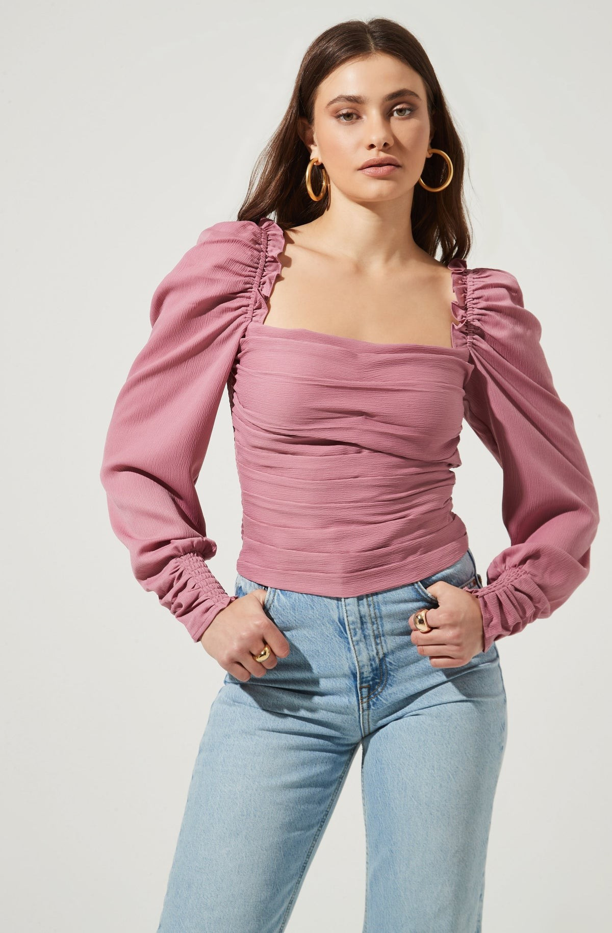 Puff Sleeve Square Neck Top | ASTR The Label (US)