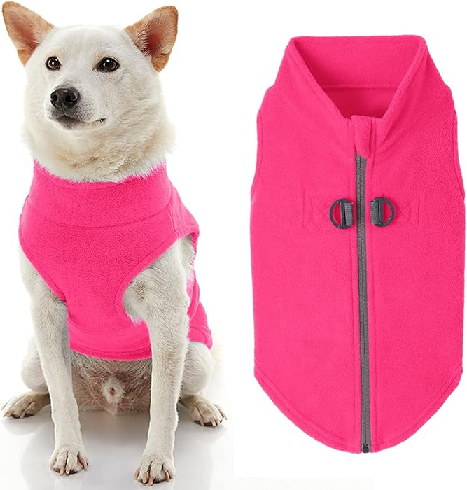 Gooby - Zip Up Fleece Vest, Fleece Jacket Sweater with Zipper Closure and Leash Ring, Pink, Mediu... | Amazon (US)
