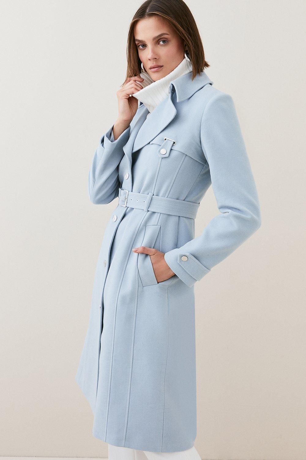 Italian Moleskin Belted Longline Coat | Karen Millen UK & IE