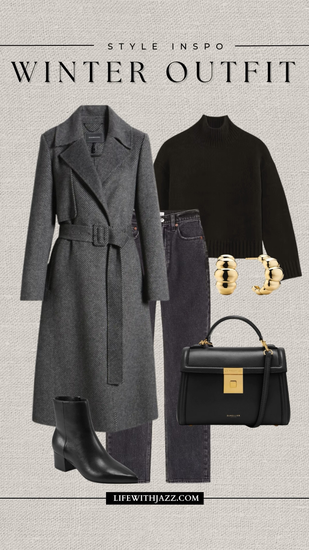 Style inspo: winter outfit 

Gray coat / black turtleneck sweater / gray wash ankle jeans / gold earrings / black purse / smart casual / workwear / city chic 

#LTKSeasonal #LTKStyleTip