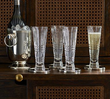 Stewart Plaid Champagne Flutes - Set of 4 | Pottery Barn (US)