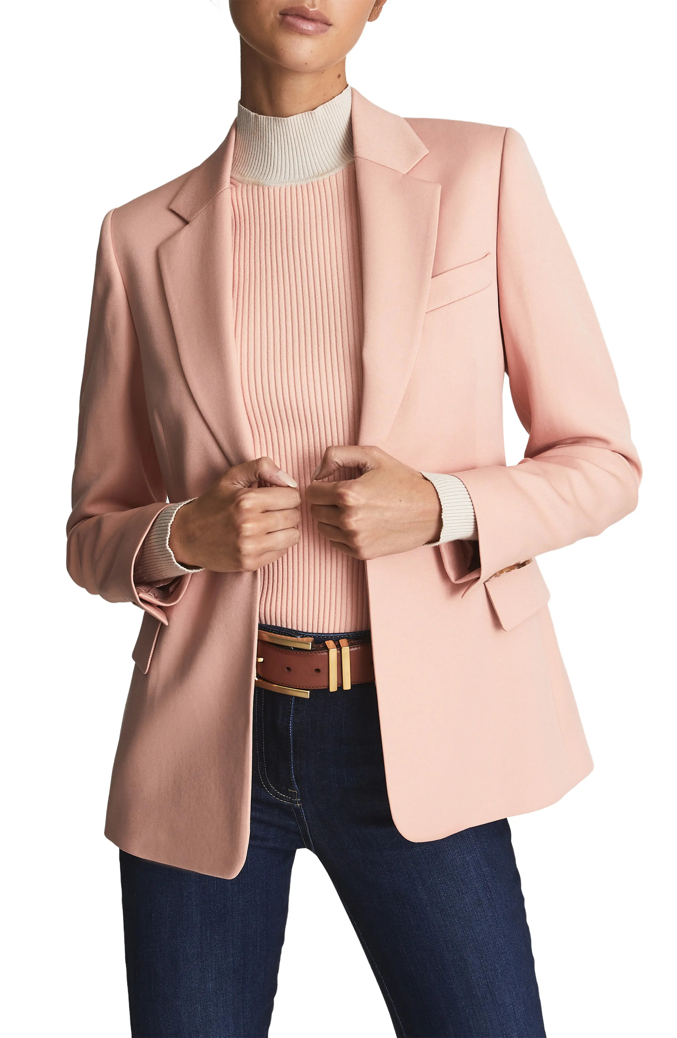 Reiss Coco One-Button Blazer in Pink at Nordstrom, Size 10 Us | Nordstrom