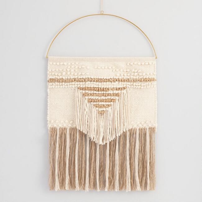 White and Gold Woven Wall Hanging | World Market