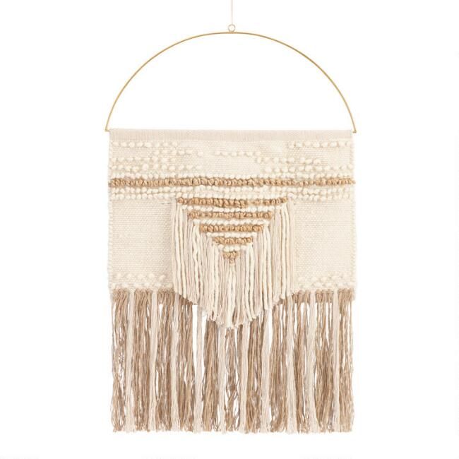 White and Gold Woven Wall Hanging | World Market