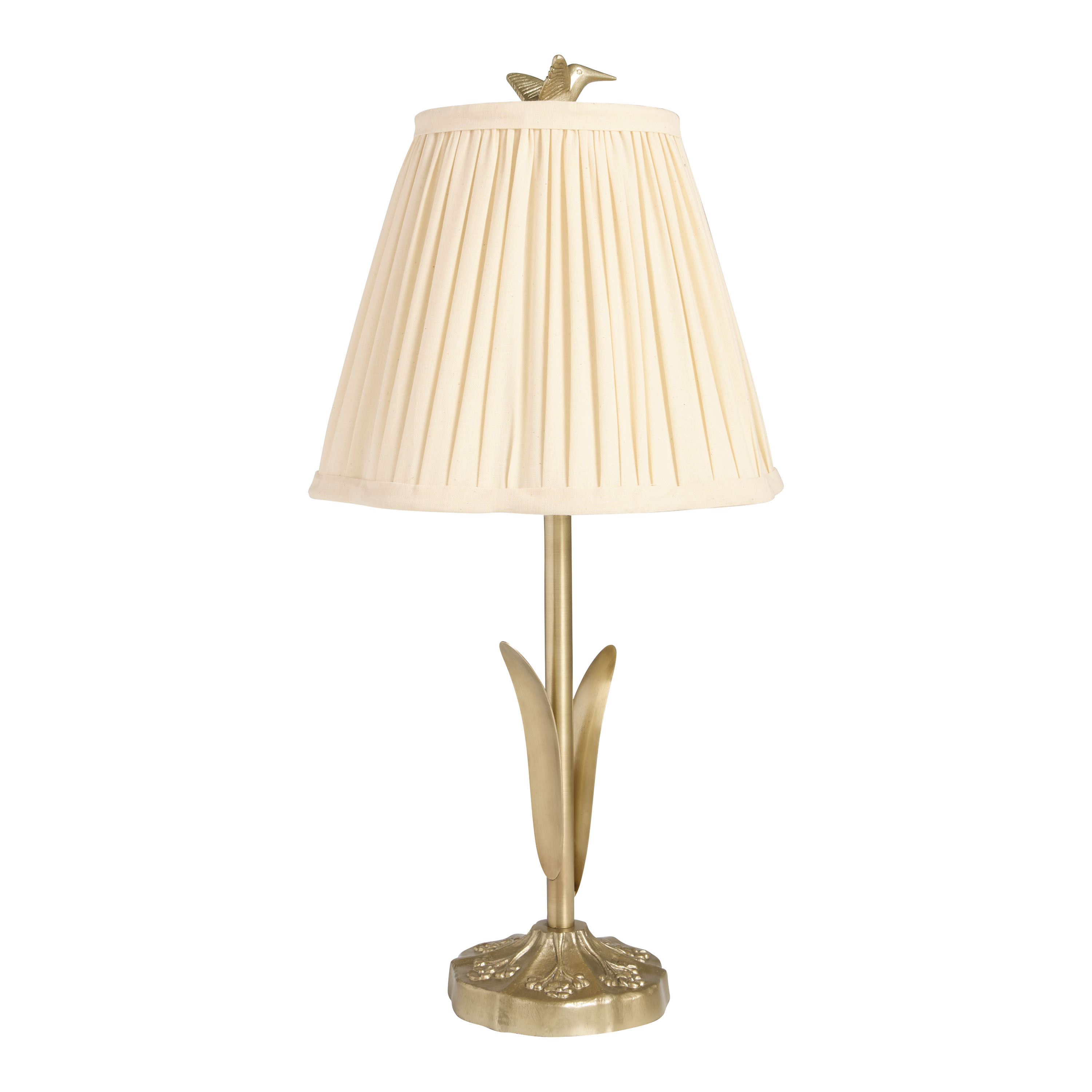 Wren Gold Metal Hummingbird Pleated Scallop Shade Table Lamp | World Market