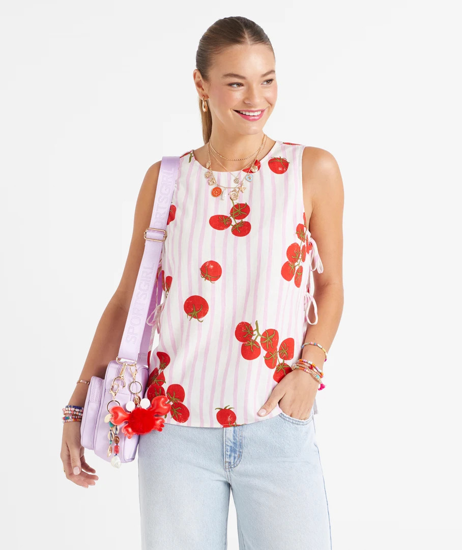 MAE LINEN BLEND SIDE TIE TOP | Sportsgirl