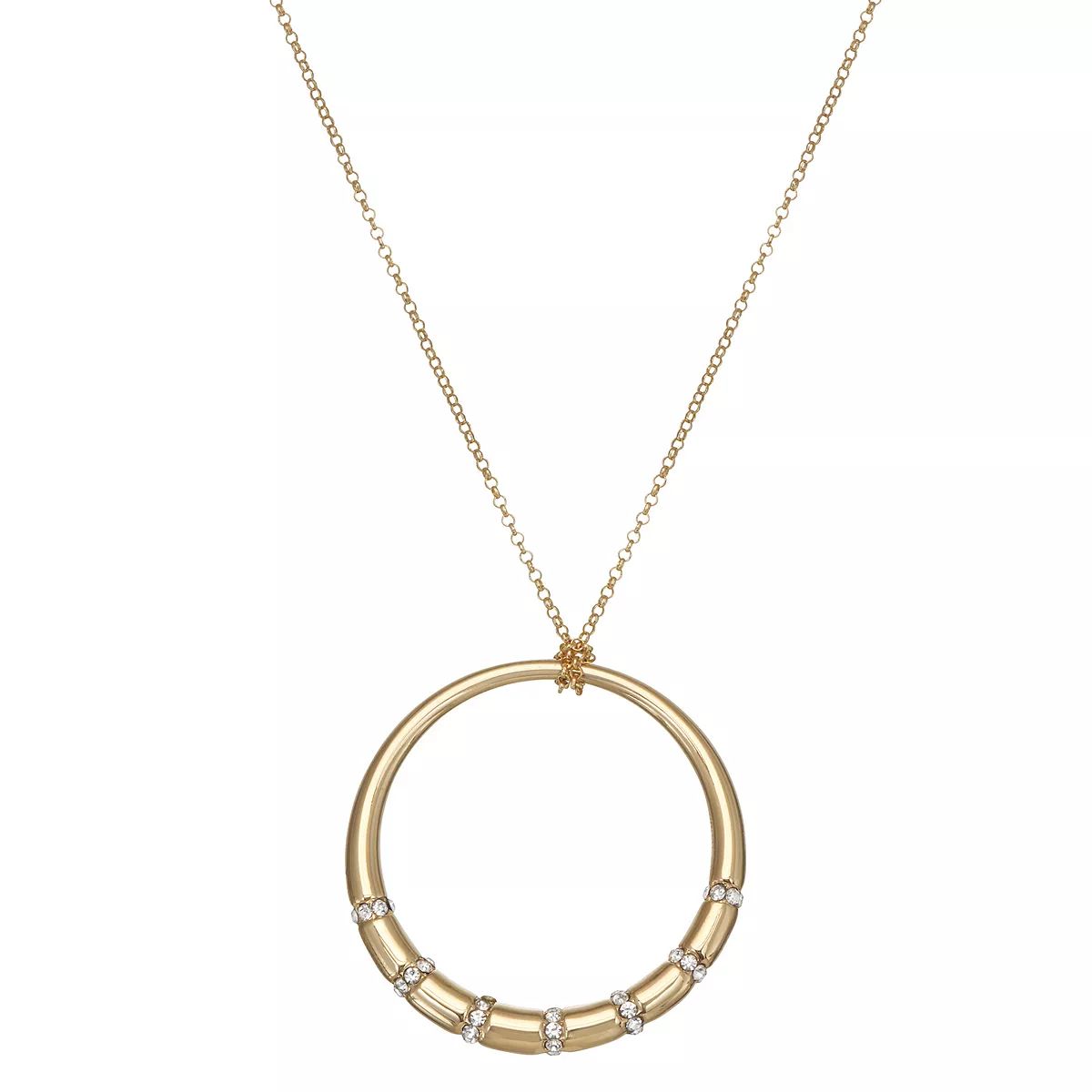 Nine West Gold Tone Circle Pendant Necklace | Kohl's