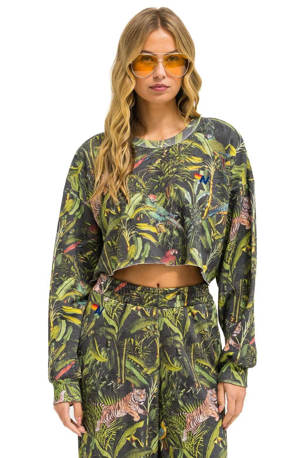 JUNGLE CROPPED CREW SWEATSHIRT RELAXED - VINTAGE CHARCOAL | Aviator Nation