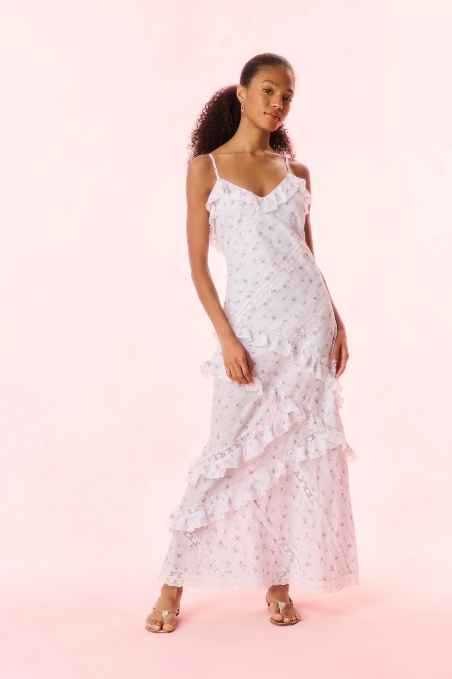 Nocelle Cotton Ruffle Maxi Dress - COASTLINE BLUE / 0 | LoveShackFancy