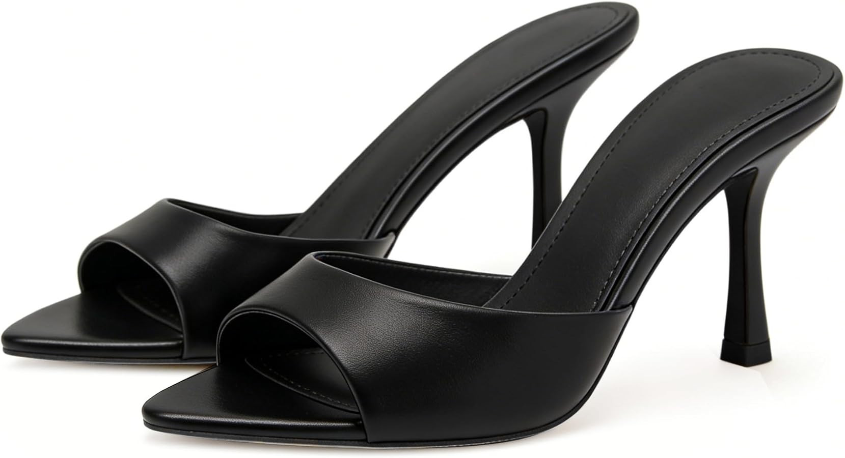 Riekhany High Heel Mules for Women Slip On Open Pointed Toe Classy Patent Leather Stiletto Pumps ... | Amazon (US)