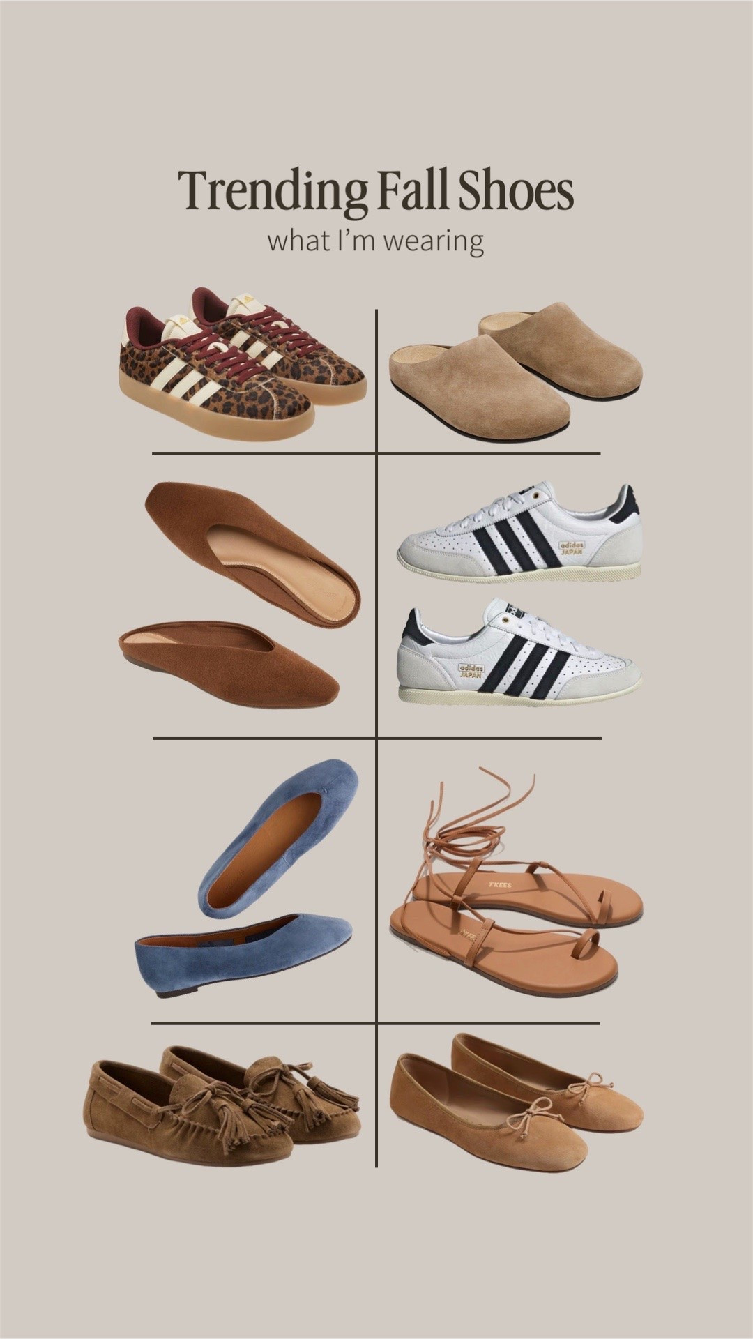 Fall shoe trends I’m loving! I have almost all of these. Size up a half size on the suede clog (upper right). The rest run tts. 

Flats, sneakers, clogs, suede, adidas, japan, flats, ballet flats, sandals, teeks, madewell, target

#LTKSaleAlert #LTKSeasonal #LTKootd