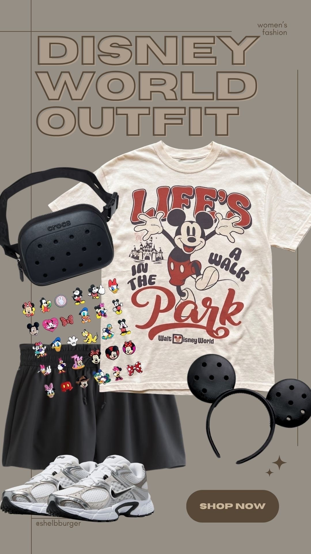 Walt Disney World Mickey Mouse life’s a walk in the park outfit 
Disney Crocs accessories 
Abercrombie active sale
Sneakers are on sale for $75

#LTKSaleAlert #LTKTravel