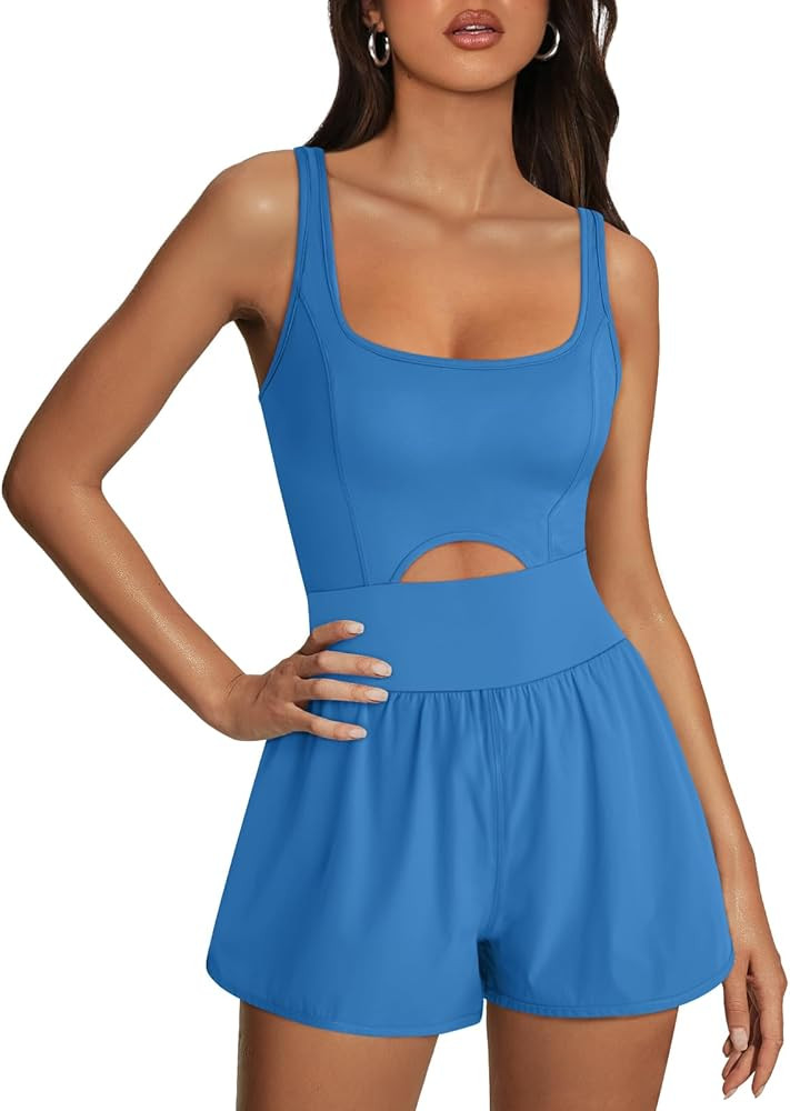 AUTOMET Womens Rompers Jumpsuits Casual One Piece Unitard Bodysuits Sleeveless Workout Outfits Yo... | Amazon (US)