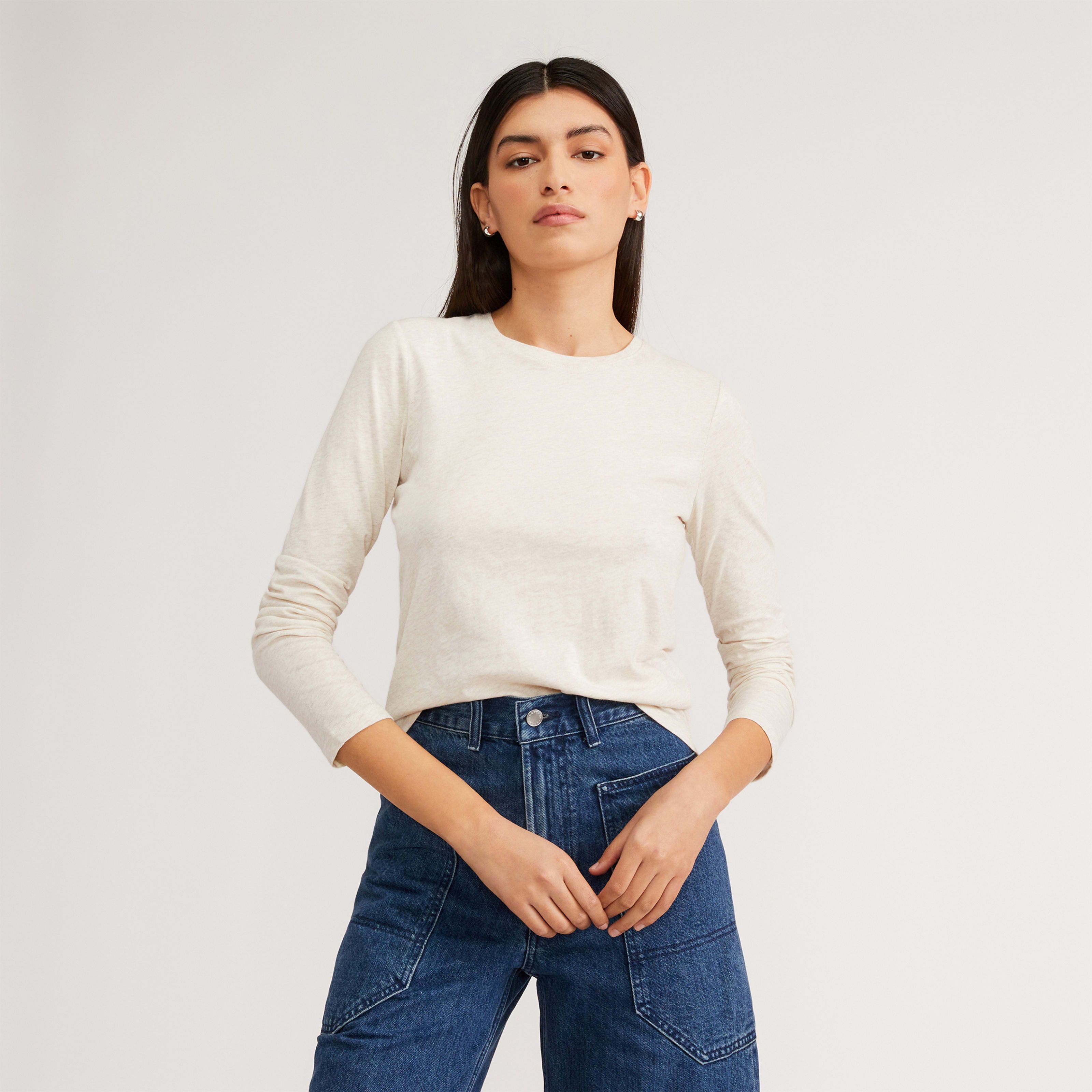 Women's Organic Cotton Long-Sleeve Crew Sweater by Everlane in Oatmeal, Size S | Everlane