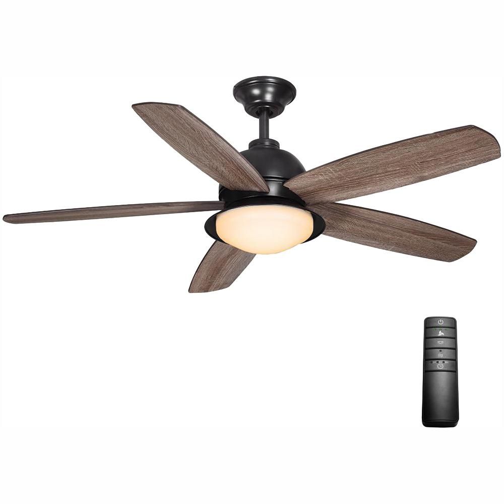 Home Decorators Collection Ackerly 52 in. Integrated LED Indoor/Outdoor Natural Iron Ceiling Fan ... | The Home Depot