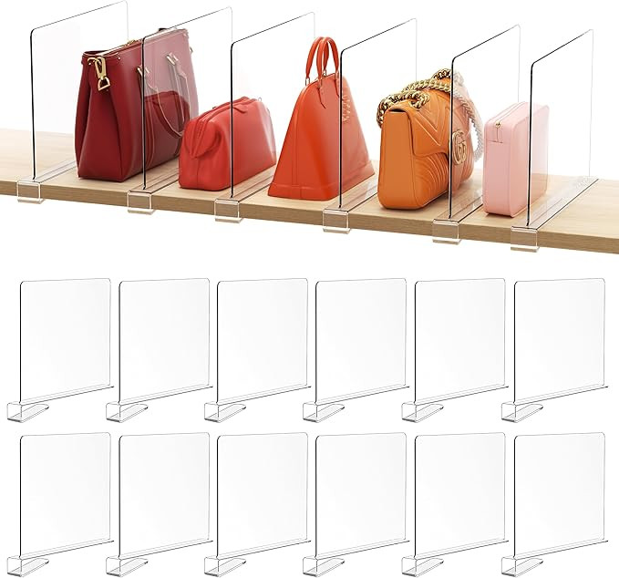 HBlife 12 Pack Clear Shelf Dividers, Vertical Purse Organizer for Closet Perfect for Sweater, Shi... | Amazon (US)