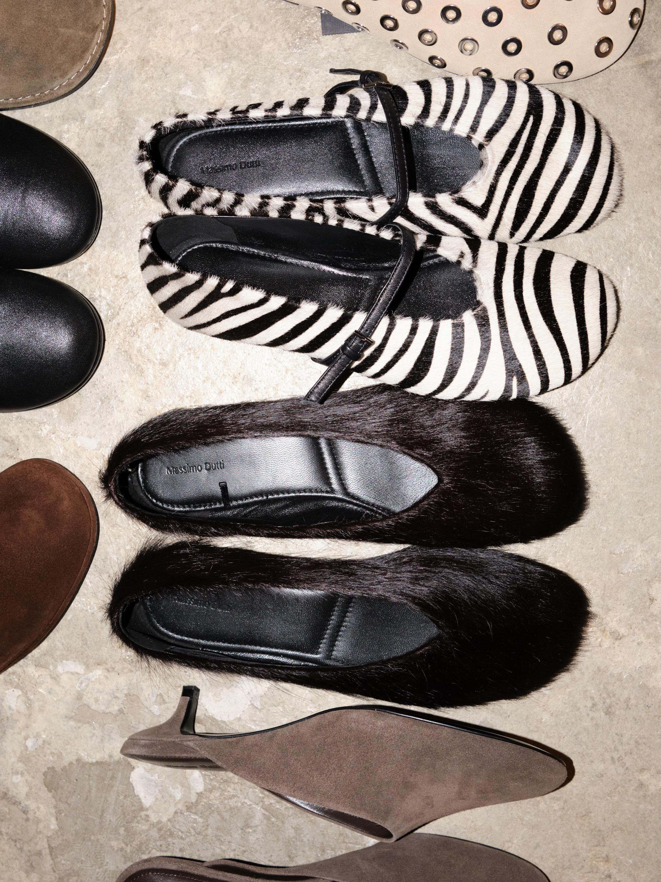 Animal print ballerinas with strap | Massimo Dutti US