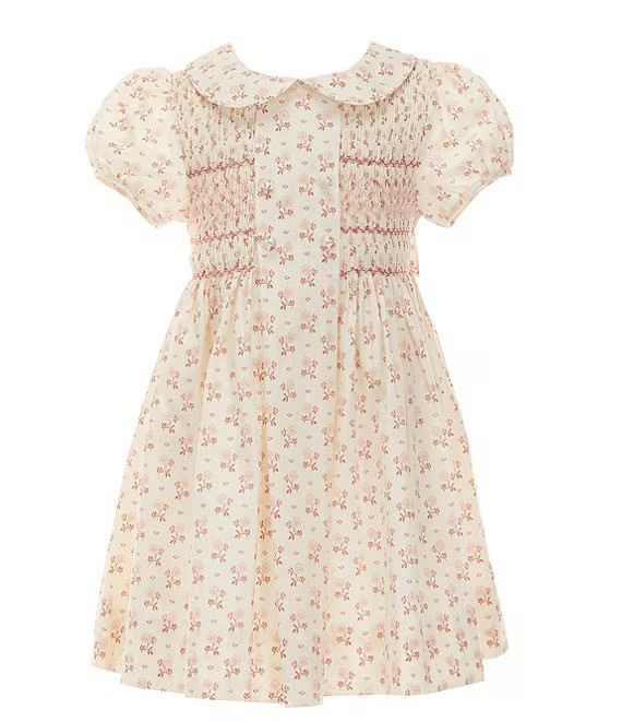 Edgehill Collection x Kristin Ellen Hockman Little Girls Beatrice Coral Sunflower Dress | Dillard... | Dillard's