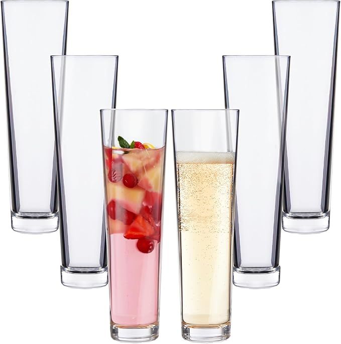 US Acrylic Stemless Champagne Flutes (Set of 6) Clear Plastic Drinking Glasses for Mimosa Cocktai... | Amazon (US)