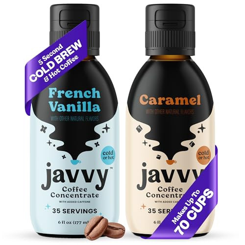 Javvy Cold Brew Coffee Concentrate Instant Coffee, Vanilla & Caramel, 2 Pk | Amazon (US)