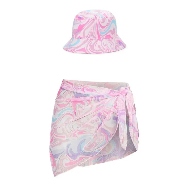 No Boundaries Juniors' Swirl Print Bucket Hat and Sarong Set, 2-Piece | Walmart (US)