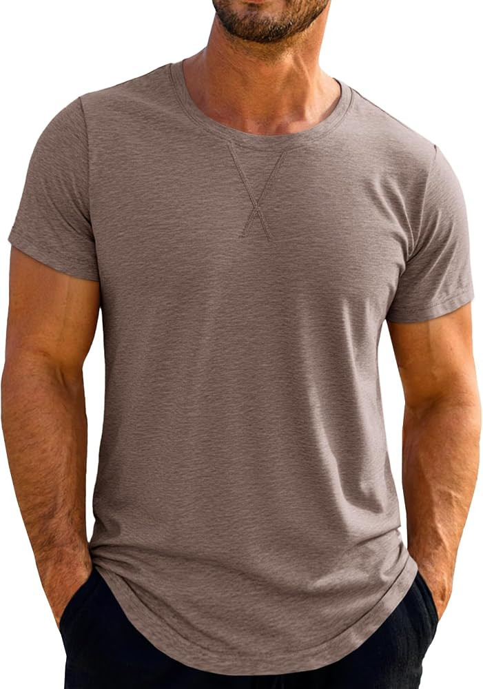Runcati Mens Short Sleeve T-Shirts Crew Neck Casual Shirt Summer Classic Basic Lightweight Fashio... | Amazon (US)
