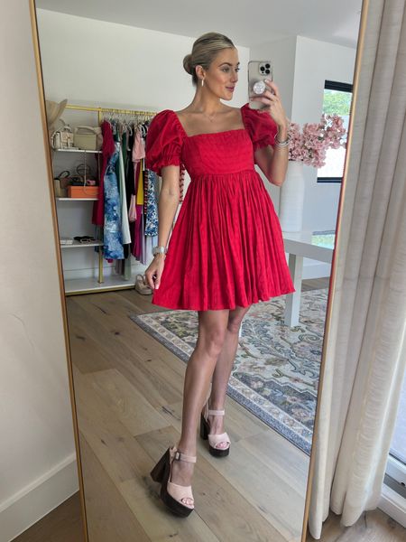 Mini babydoll dress lulus red summer outfit 

#LTKstyletip #LTKunder100