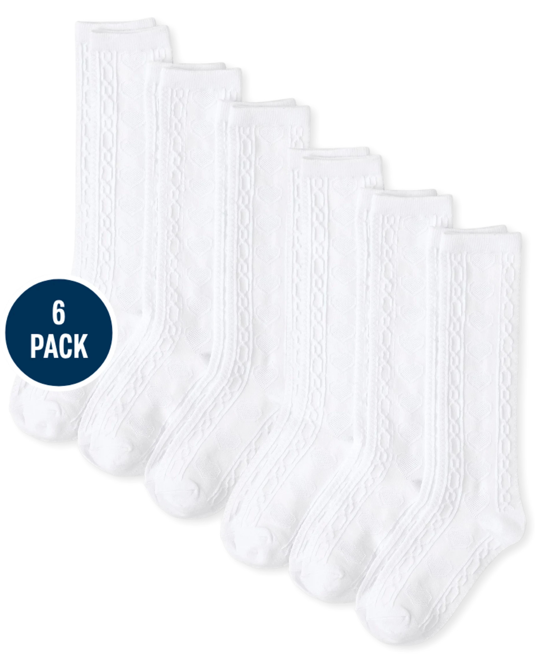 Girls Pointelle Knee Socks 6-Pack - white | The Children's Place