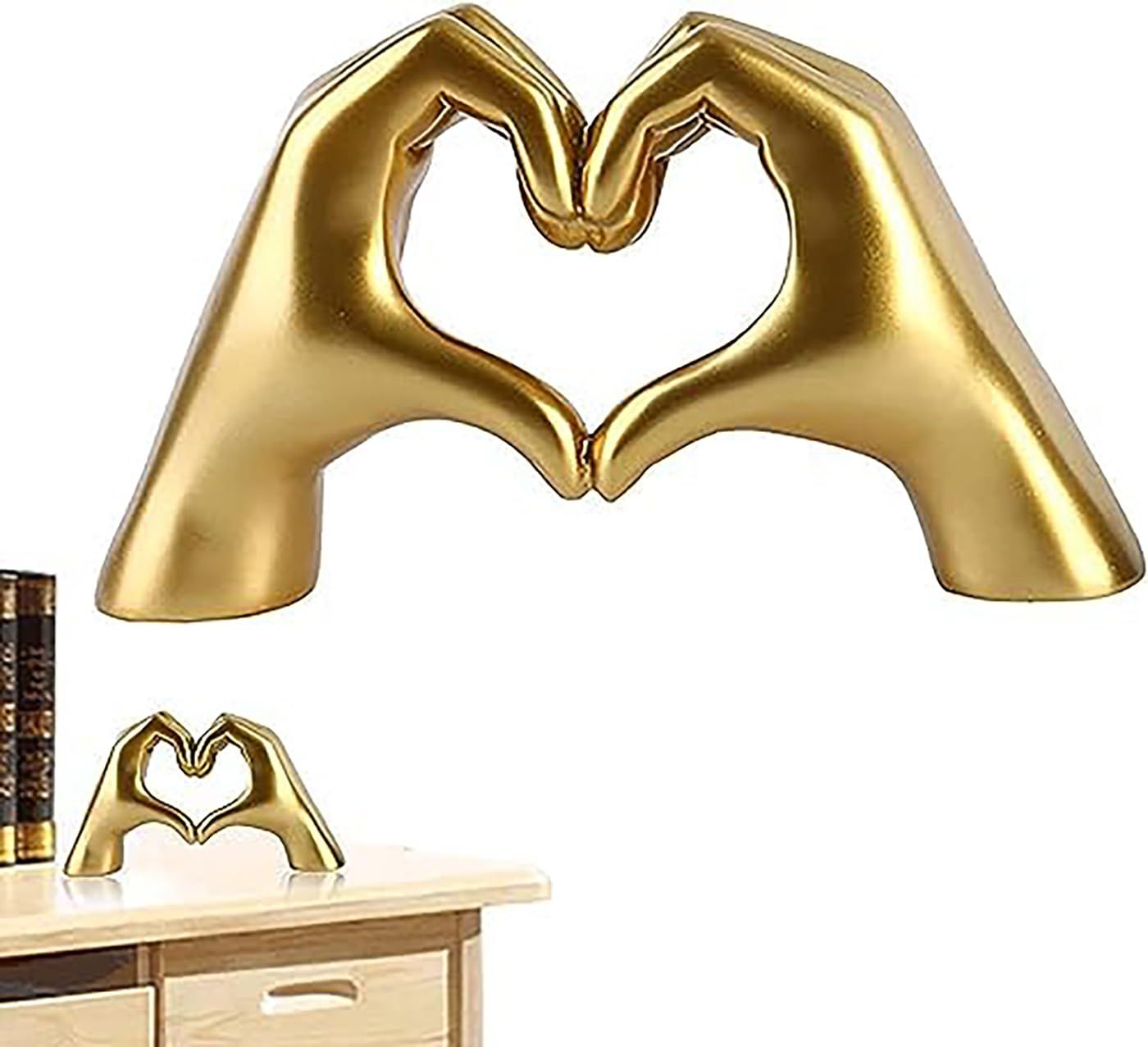 Hand Gesture Statues-Heart Shape Finger Statues Gold Home Decor Modern Style Figurine Decorative Ornaments for Living Room, Bedroom, Office Desktop, Cabinets | Amazon (US)