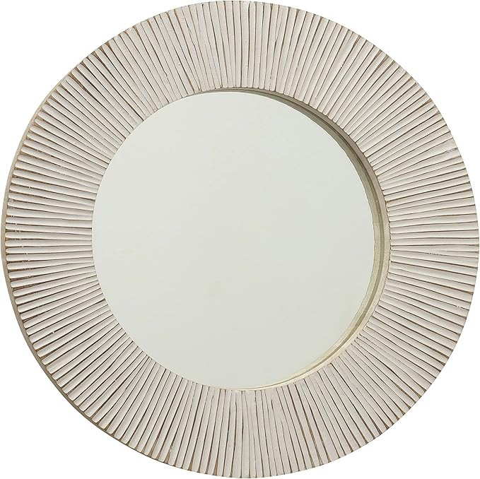 WHW Whole House Worlds Modernist Home Sunburst Mirror, White Washed Mango Wood, Hand Carved Groov... | Amazon (US)