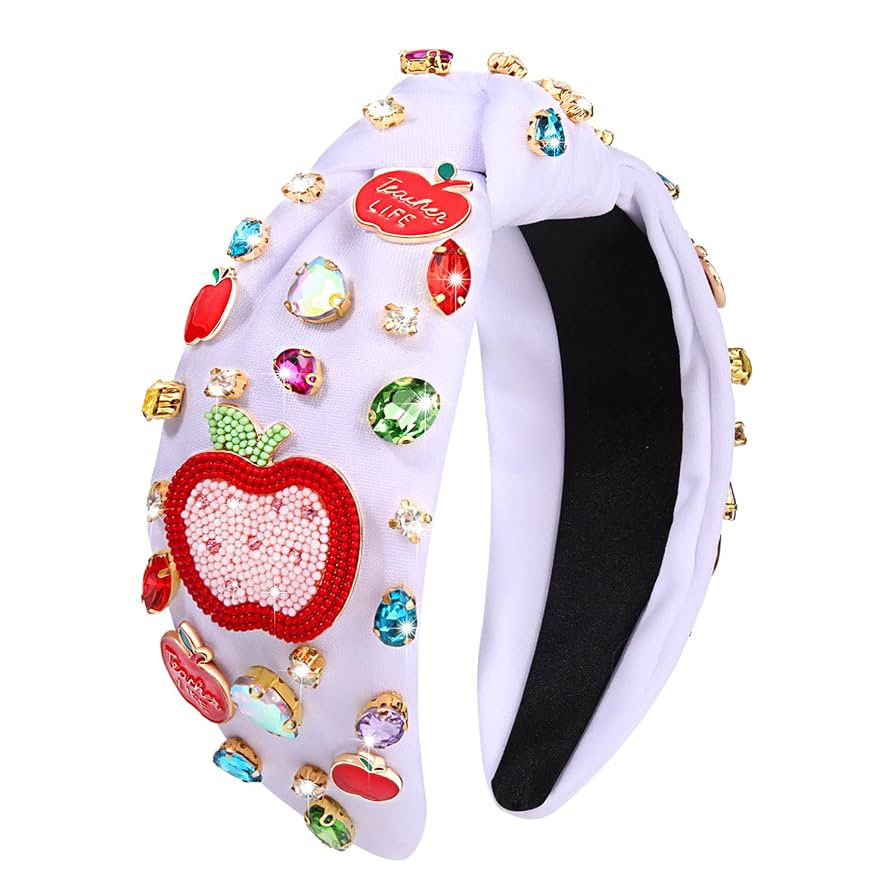 YAHPERN Teacher Headband for Women Teacher Accessories Crystal Rhinestone Knotted Headband Beaded... | Amazon (US)