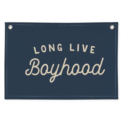 XYDEG Navy Blue Decor Long Live Boyhood Banner Boy Room Decor, Banner Flag Nursery Playroom Wall Decor for Boys Bedroom Living Room Dorm Toddler Decorations Teen Boy Kid Banner Wall Hanging Linen Flag 30x20 | Amazon (US)