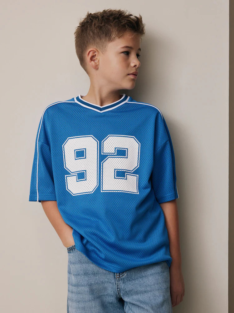 Cobalt Blue Mesh Varsity Short Sleeve T-Shirt (3-16yrs) | Next US