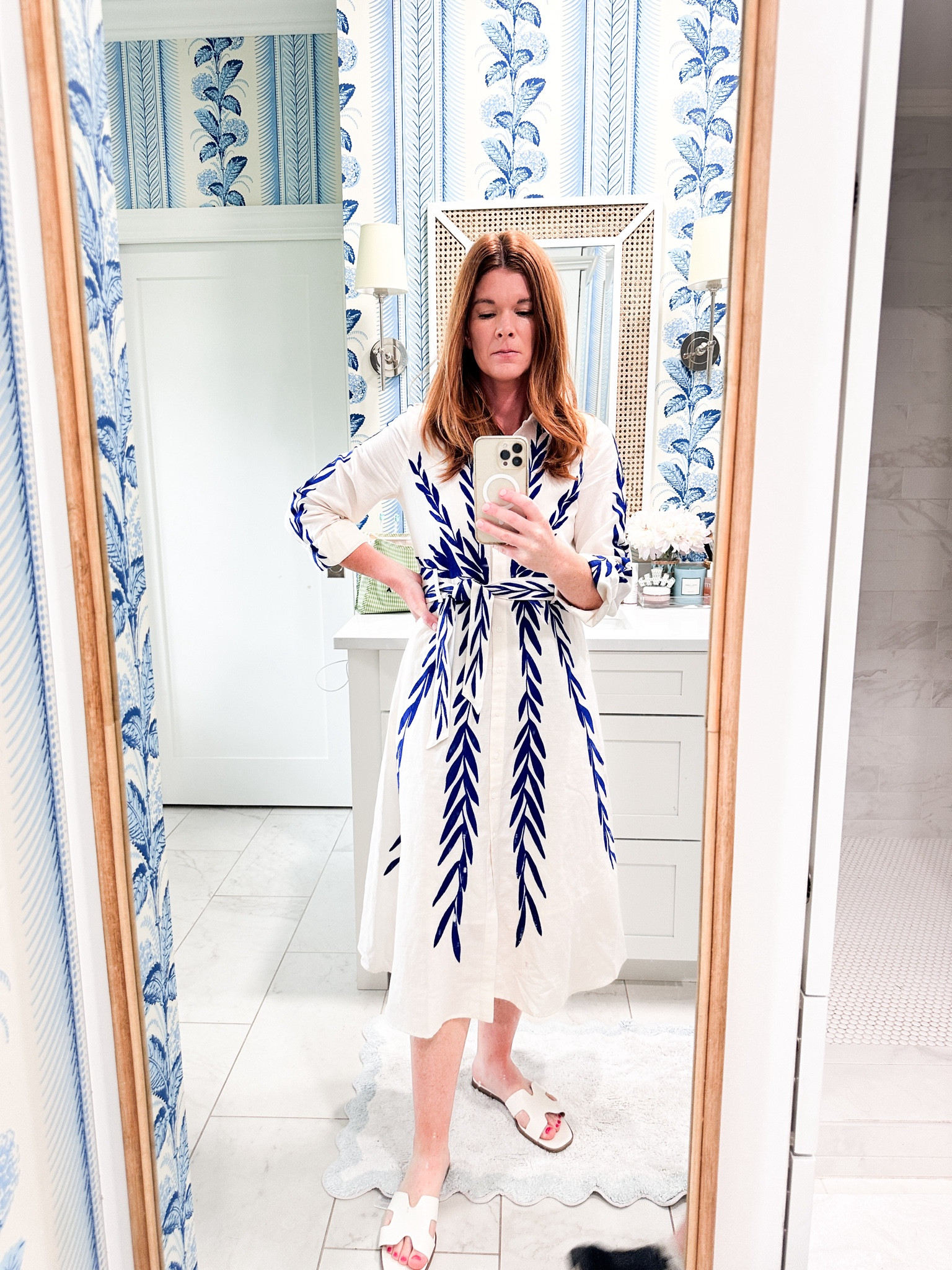 blue and white sezane dress Sezane Robe laurette Midi Dress  White Chocolate Couture