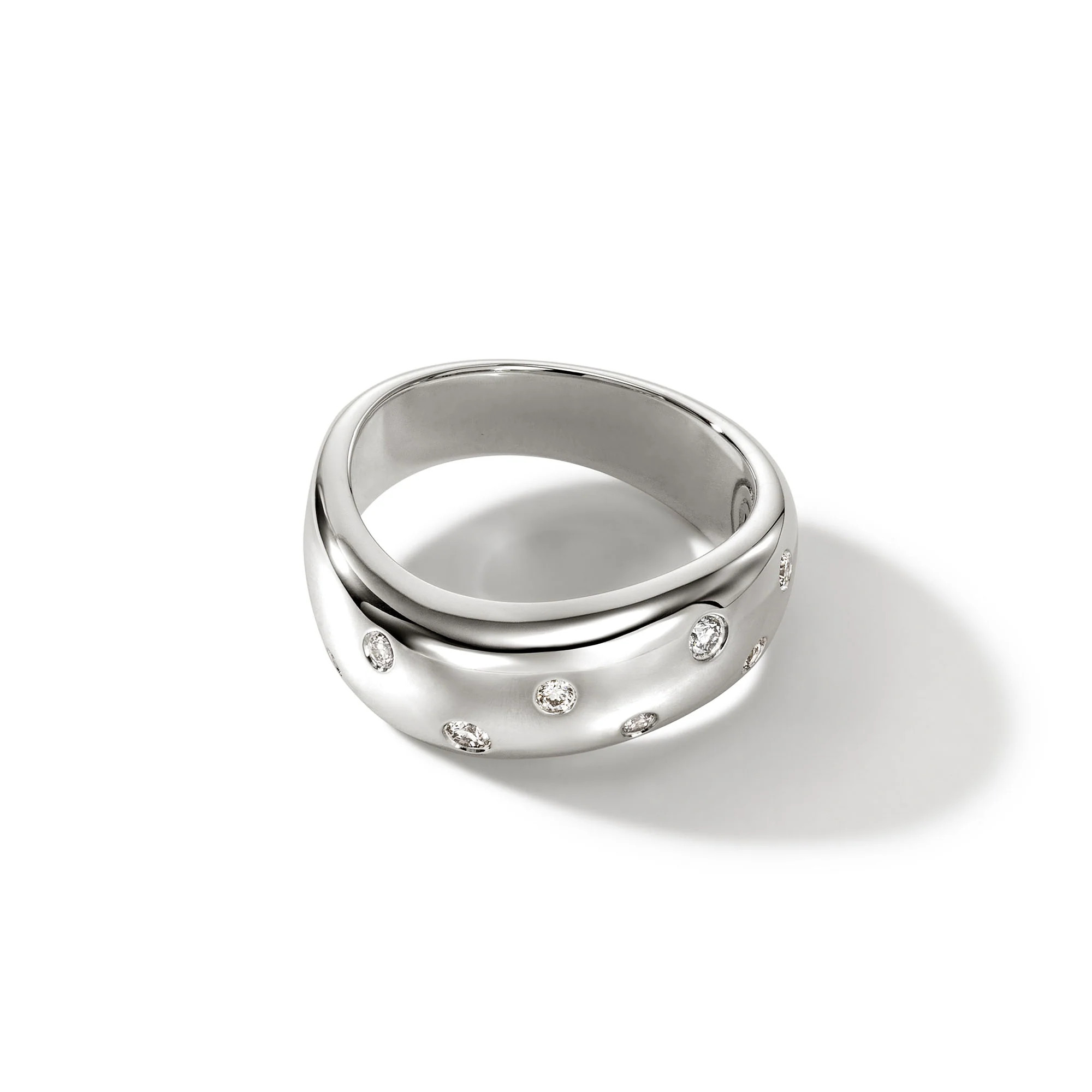 Surf Ring, Sterling Silver, Diamonds, Wide|RBP9011102DI | John Hardy