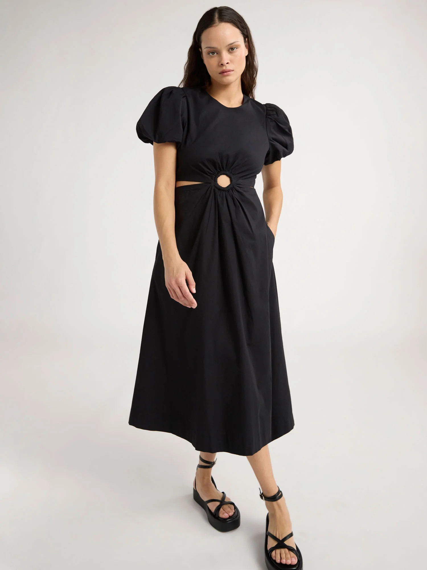Scoop Women’s and Women's Plus Puff Sleeve O-Ring Dress, Sizes XS-4X | Walmart (US)