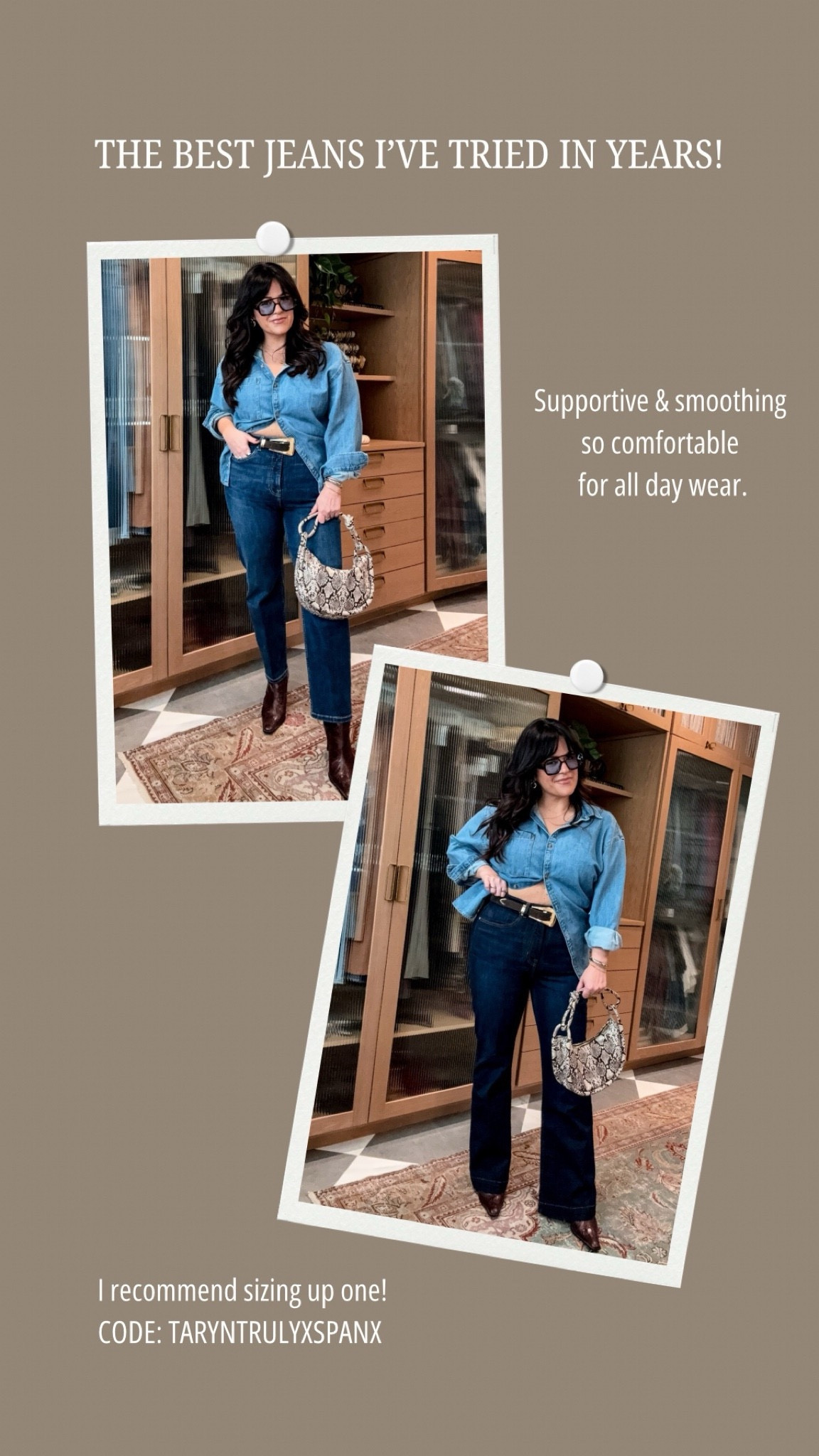 New Spanx Jeans! These are so good I have to shout them from a mountain. I am a size 14 with a thick tummy and sized up to a 16. I recommend sizing up one. Code: taryntrulyxspanx #LTKMostLoved

#LTKStyleTip #LTKMidsize #LTKSeasonal