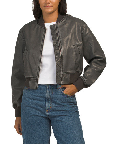 Faux Leather Bomber Jacket | TJ Maxx