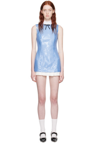 Blue Sequin Minidress | SSENSE