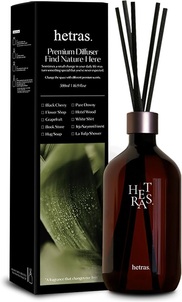 hetras Premium Reed Diffuser Set 16.9 fl.oz. 1 Pack | Black Cherry Scent | Long-Lasting Luxury Fr... | Amazon (US)