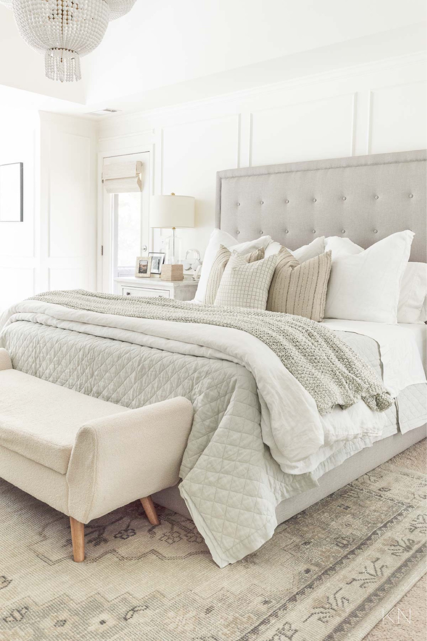 A great home refresh to do any time of year is to update your bedding. When you go neutral, like I have with this gray bedding, it’s easy to incorporate the change into your existing decor. home decor primary bedroom decor platform bed neutral bedroom decor glass lamp pottery barn find white bead chandelier area rug#LTKStyleTip

#LTKHome