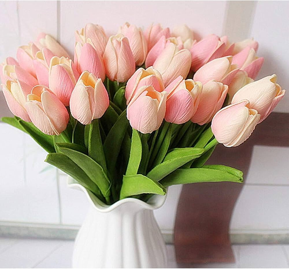 DecoForU 15 Pcs Artificial Flowers Tulips Real Touch Fake Flowers Tulips Flowers Arrangement Bouq... | Amazon (CA)