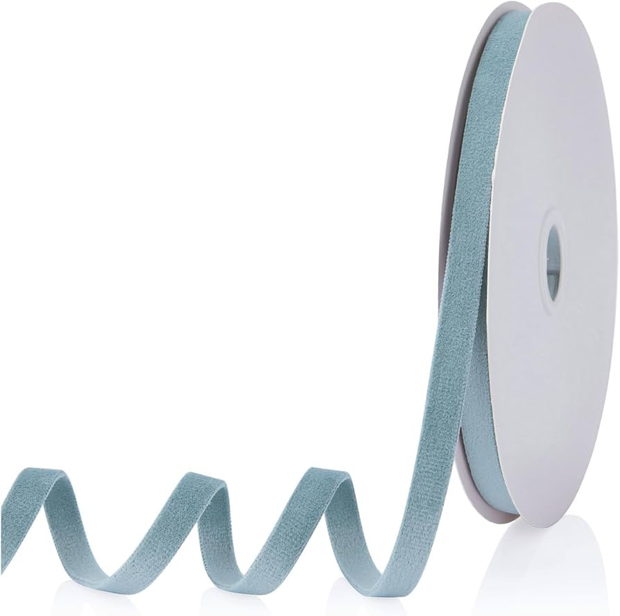 Velvet Ribbon Dusty Blue 3/8 inch, Continuous 20 Yards Double Faced Velvet Ribbon Great for Chris... | Amazon (US)