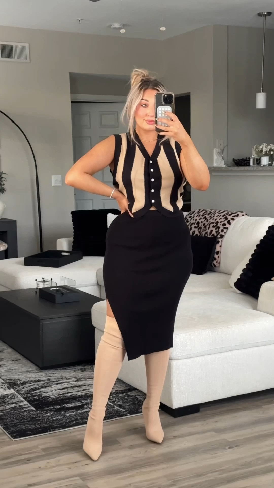 Fall date night outfit. Super stretch and soft vest and skirt. Wearing a small in vest and a large in skirt. 

#LTKStyleTip #LTKFallSale #LTKVideo