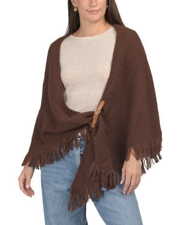 Triangle Fringe Scarf With Buckle Accent for Women | Polyester | Marshalls