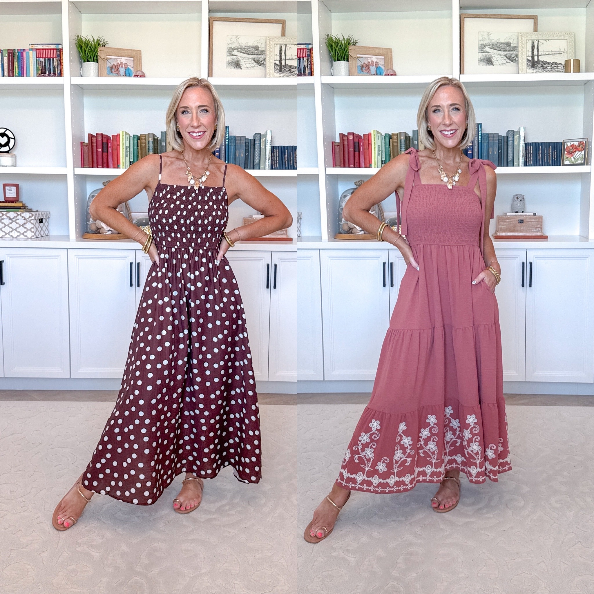 Vacation looks From travel to resort. Smocked Spaghetti Strap Maxi Dress - size small. 5+ colors. Smocked Bow Strap Embroidered Maxi Dress - size small. 7 colors. 

 

#LTKOver40 #LTKSeasonal #LTKTravel