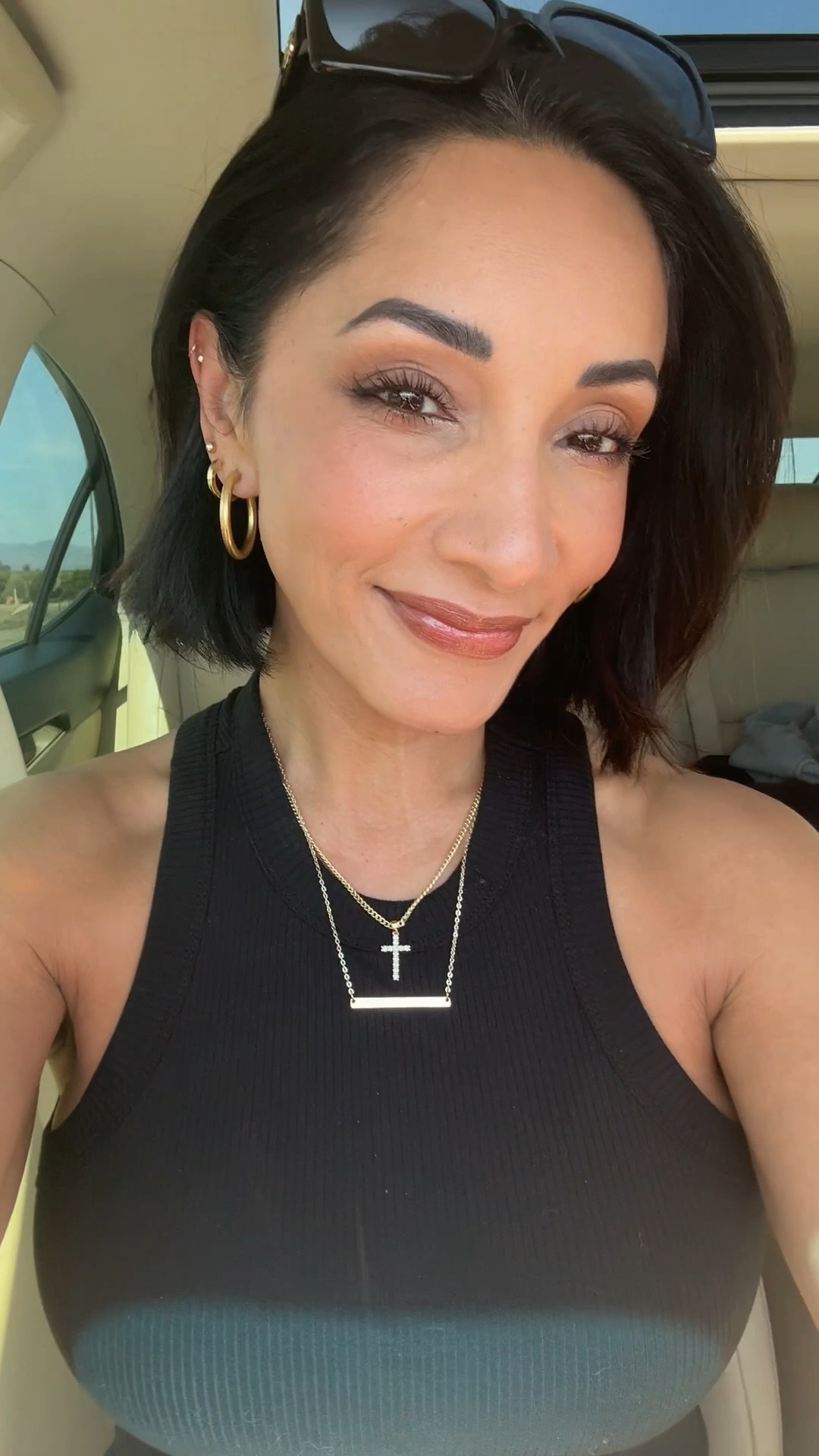 10 maybe 15 mins 😅 car make up. 
This is my usual go to look. Light coverage , SPF and glow are a must. 
For the Naked Sunday products use code FITSPORTSMOM to save. 

#LTKSaleAlert #LTKBeauty #LTKOver40